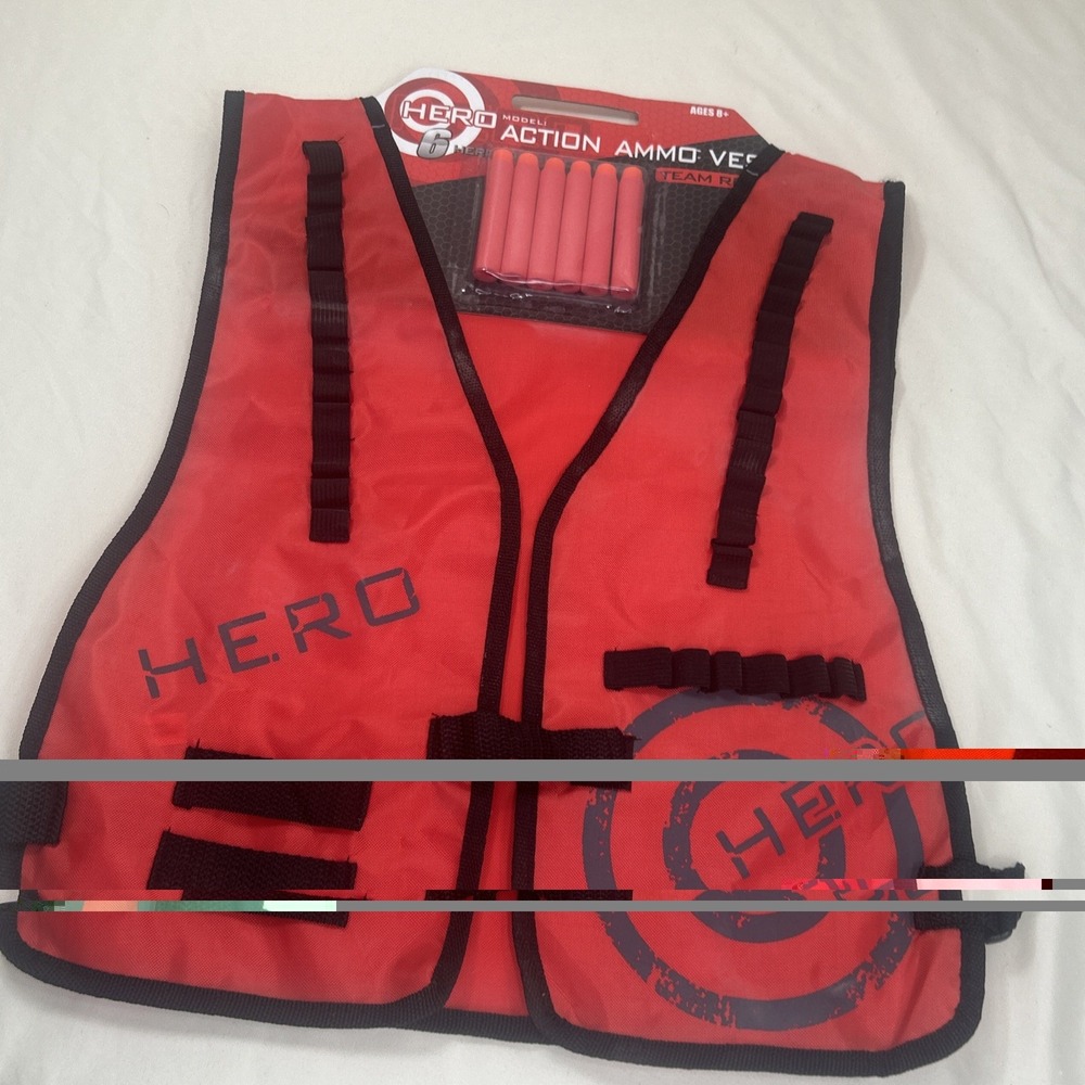 NWT Hero Action Ammo Vest Team Red W/ 6 Hero Precision Darts Ages 8+